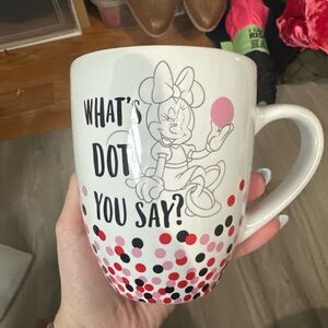 Disney Minnie Mouse White Ceramic Mug with Pink and Black Dots